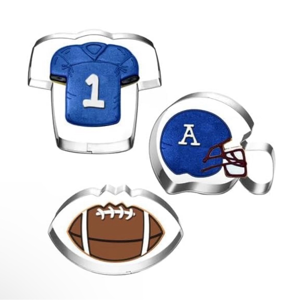 Football Cookie Cutter Set-3 Piece-4 inch-Football, Helmet and Jersey is NWT